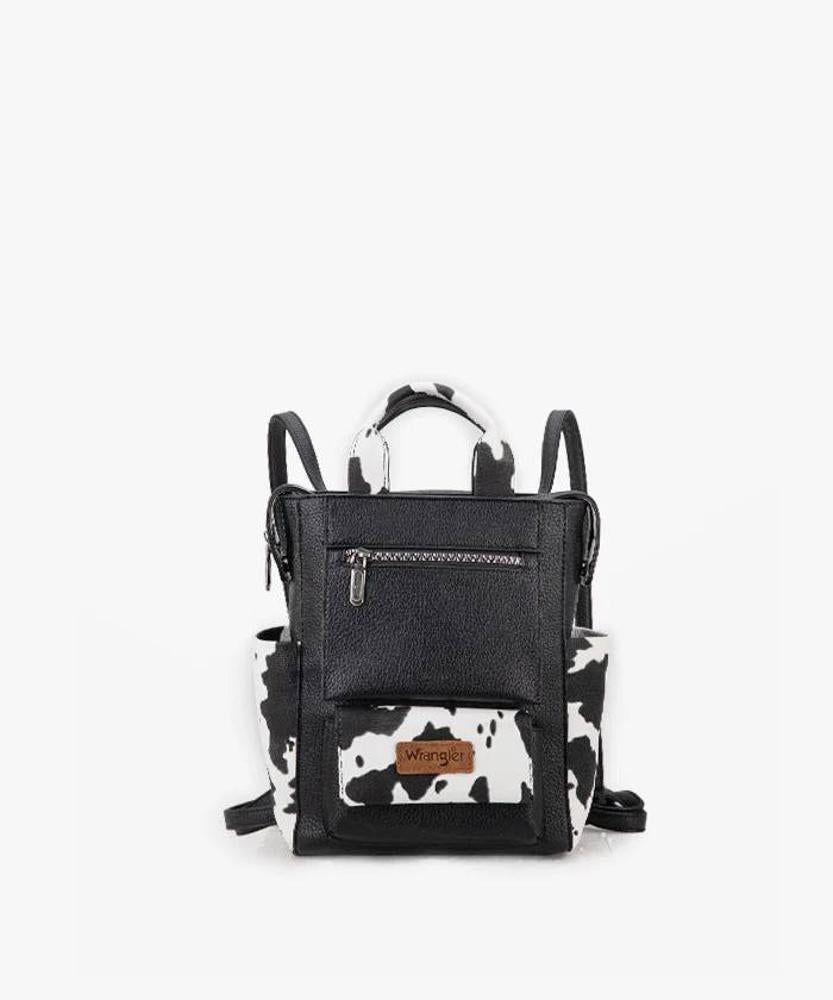 Montana West Wrangler Cow Print Tote/Shoulder Bag Convertible Backpack-WG161-9112BK
