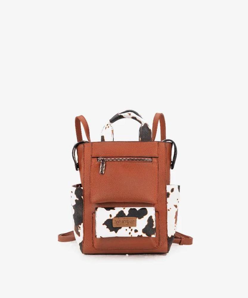 Montana West Wrangler Cow Print Tote/Shoulder Bag Convertible Backpack-WG161-9112BR