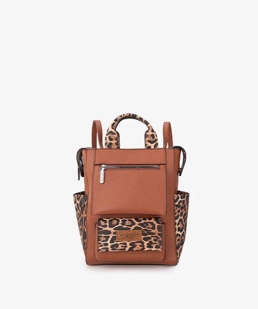 Montana West Wrangler Leopard Print Tote/Shoulder Bag Convertible Backpack-WG161-9112LP