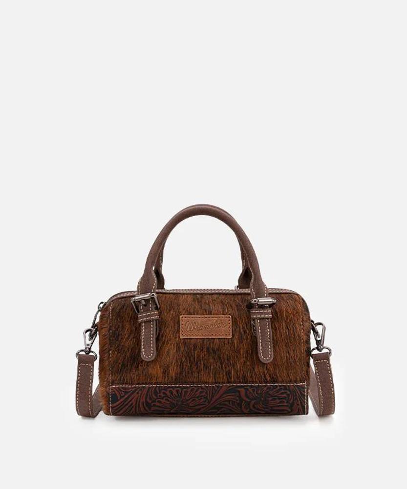 Montana West Wrangler Genuine Hair-On Cowhide Barrel Bag/Crossbody-WG169-2025CF