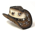Western Express Brown Front Pinch Straw Hat-LIN-47