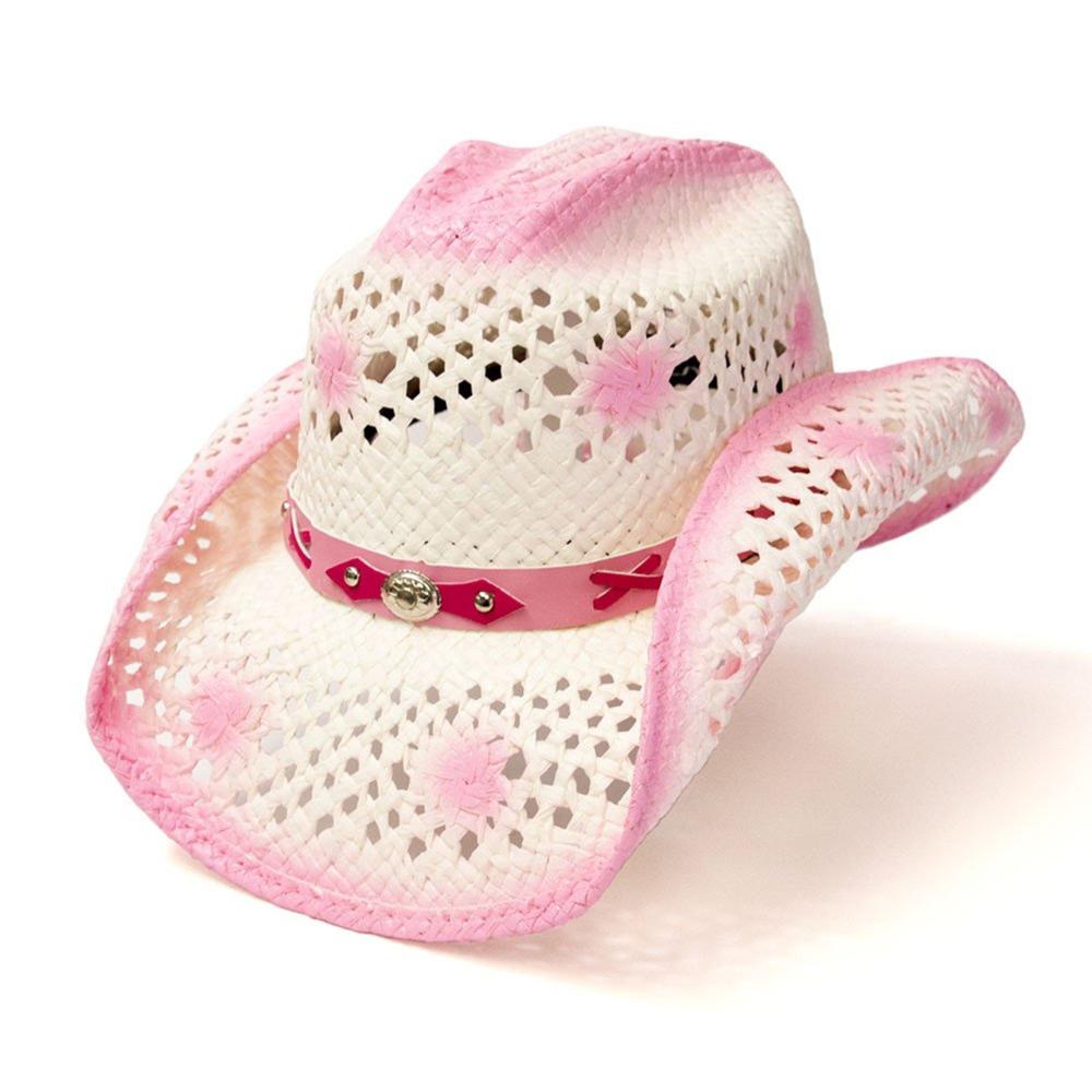 Western Express Inc Straw-White With Pink Trim Straw-LIN-56PINK