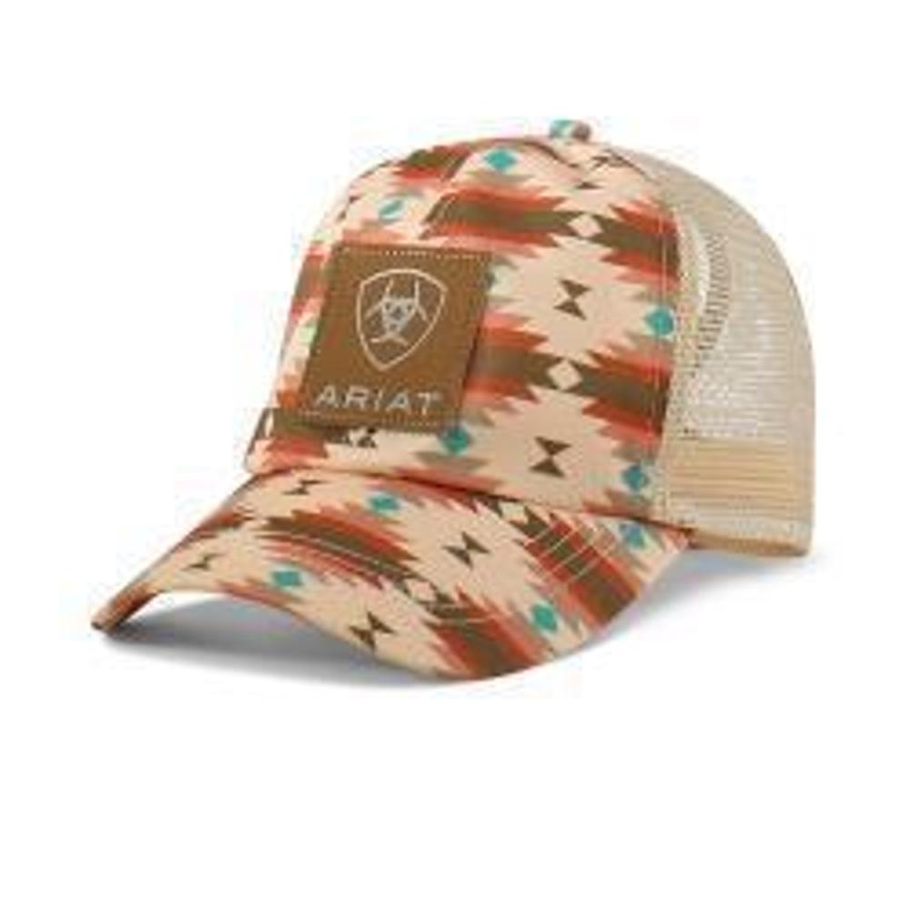 M&F Western Ariat Ladies Ponyflow Cap Aztec Print Logo Pink