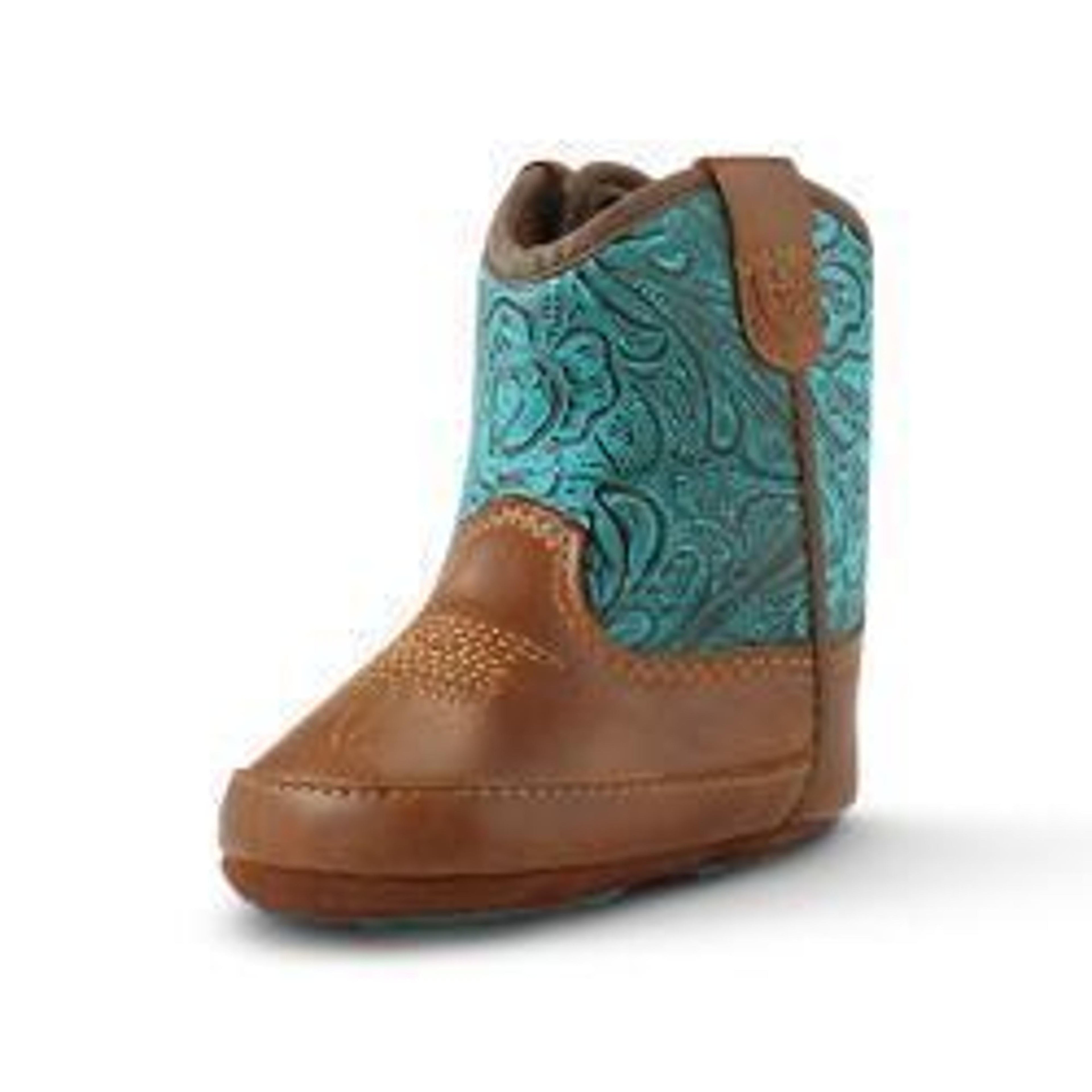 M and F Western Ariat Round Up Style Lil Stompers Infant Boots Brown -