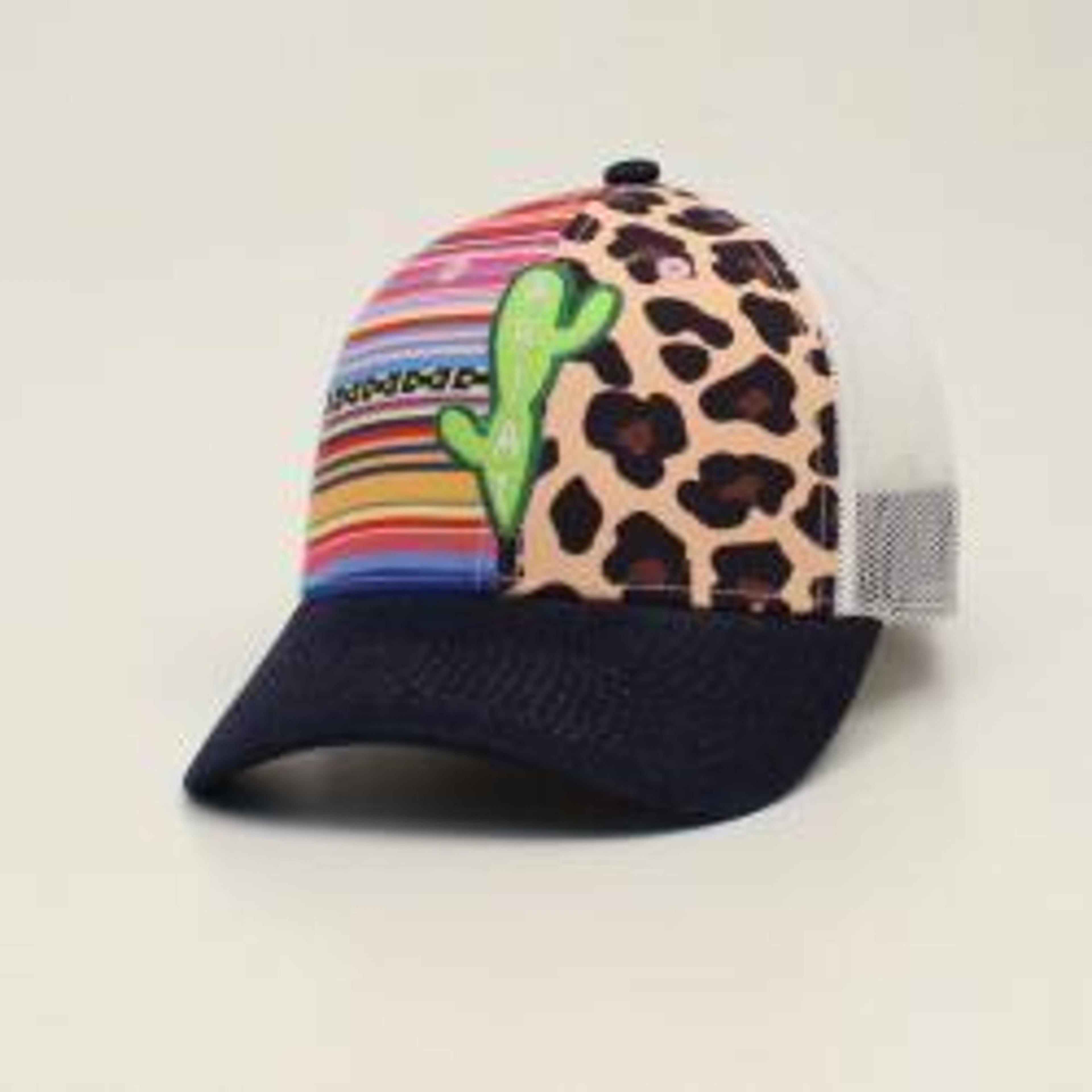 M and F Western Ariat Ladies Cap Serape Leopard Cactus Multicolor - Un