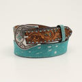 M and F Western Angel Ranch Ladies Belt 1 1/2 Buck Stitch Tooled Tabs