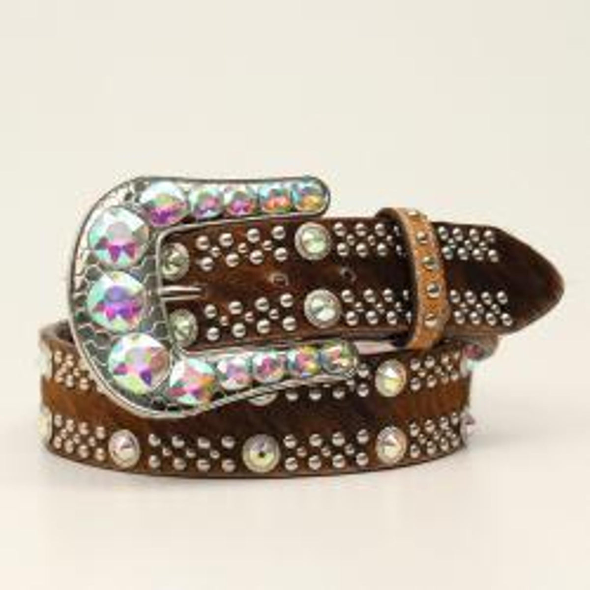M and F Western Angel Ranch Ladies Belt 1 1/2 Calf Hair Large Stones B