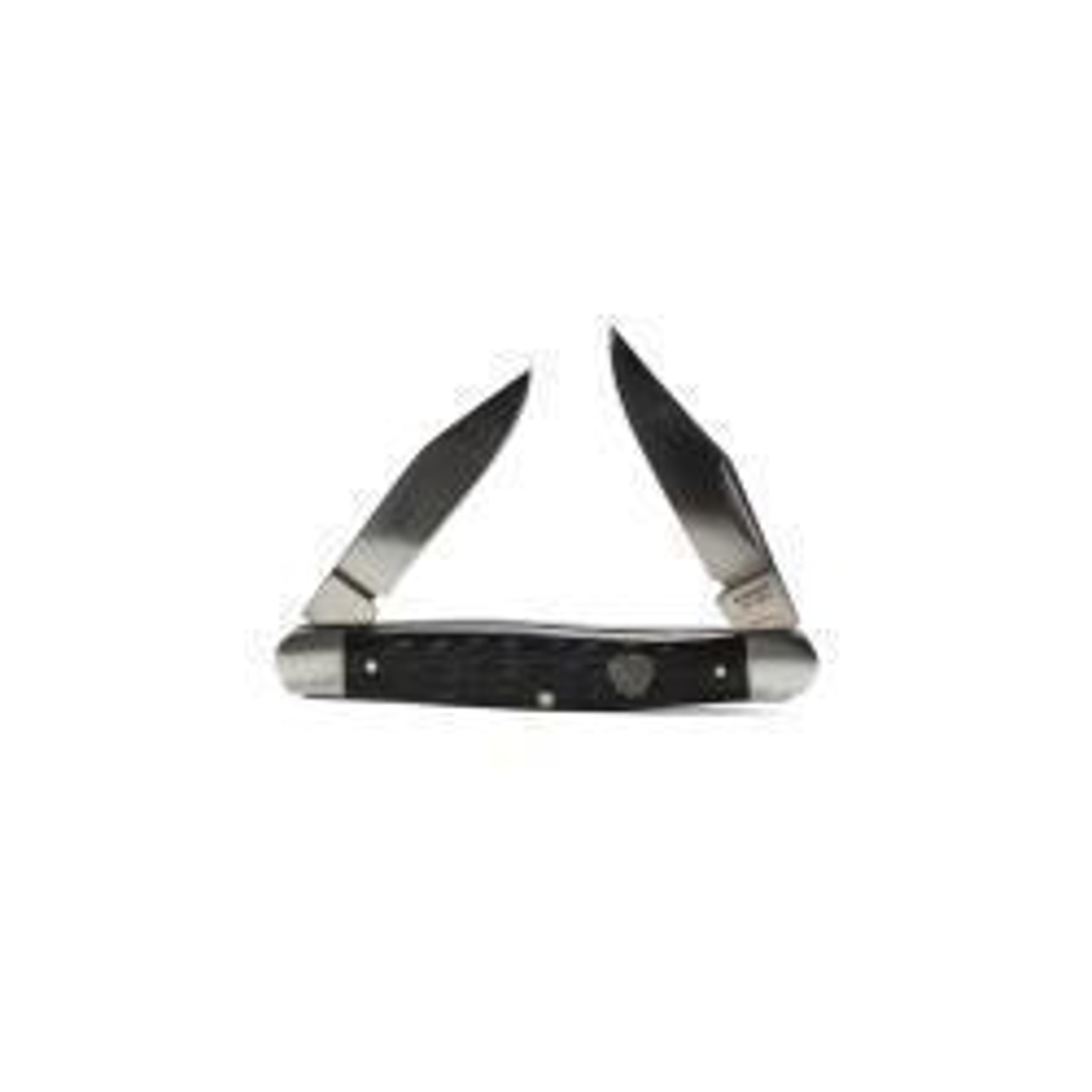 M and F Western Ariat Muskrat Double Blade Knife Black Medium - Mens