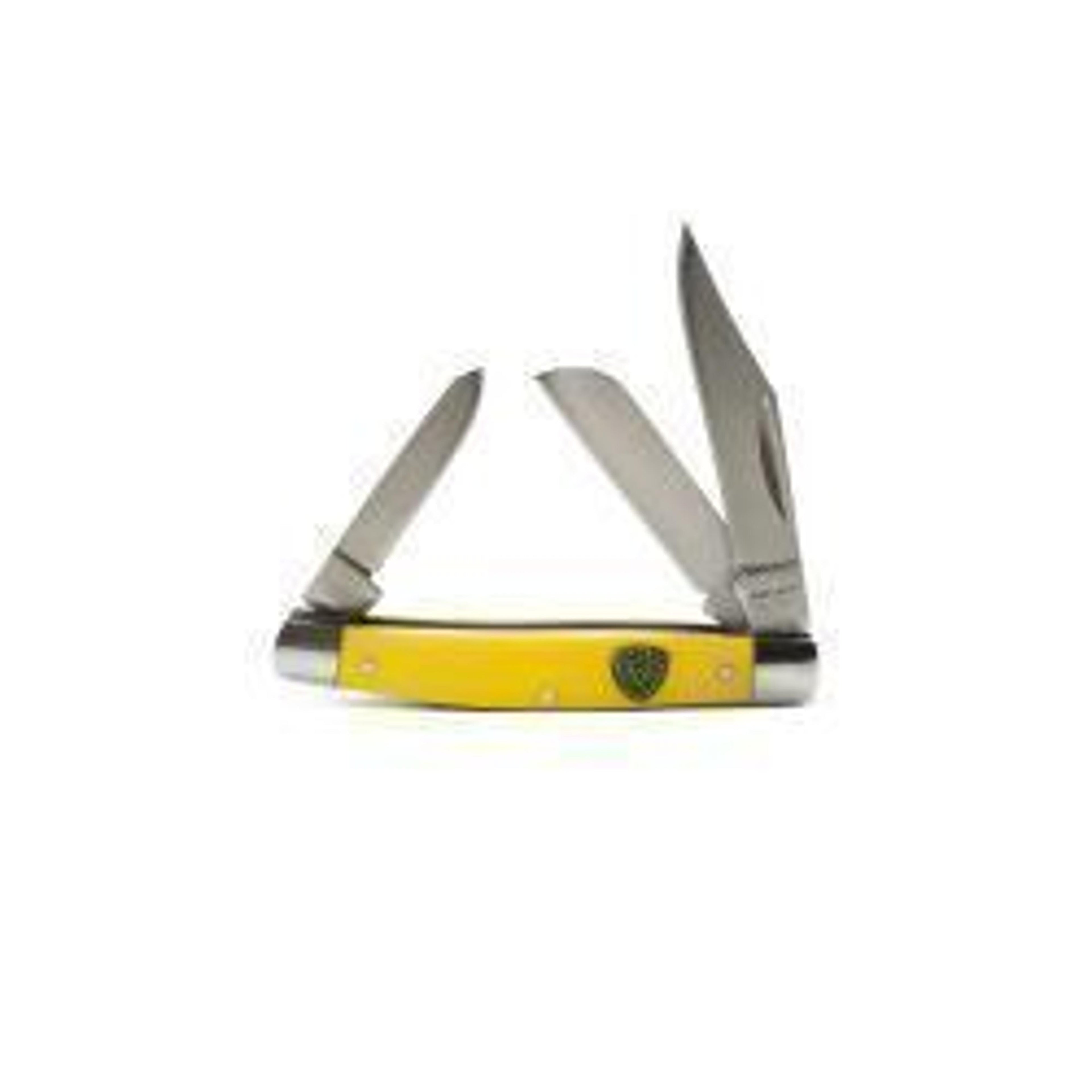 M and F Western Ariat Stockman Knife Yellow - Mens