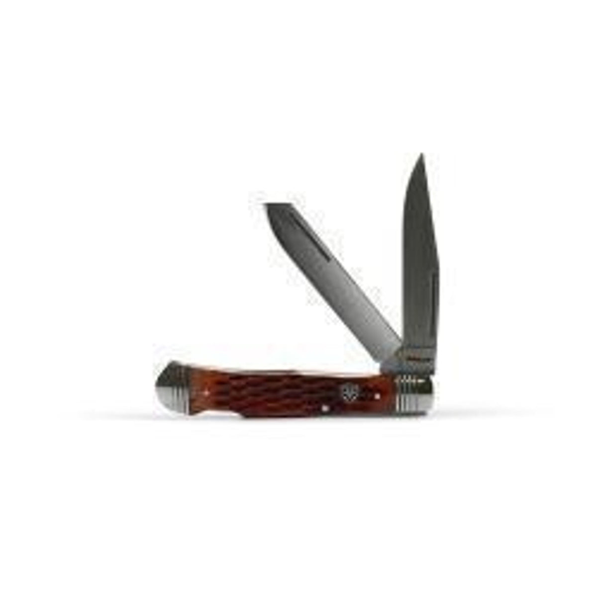 M and F Western Ariat Folding Knife Muskrat Double Blade Brown - Mens