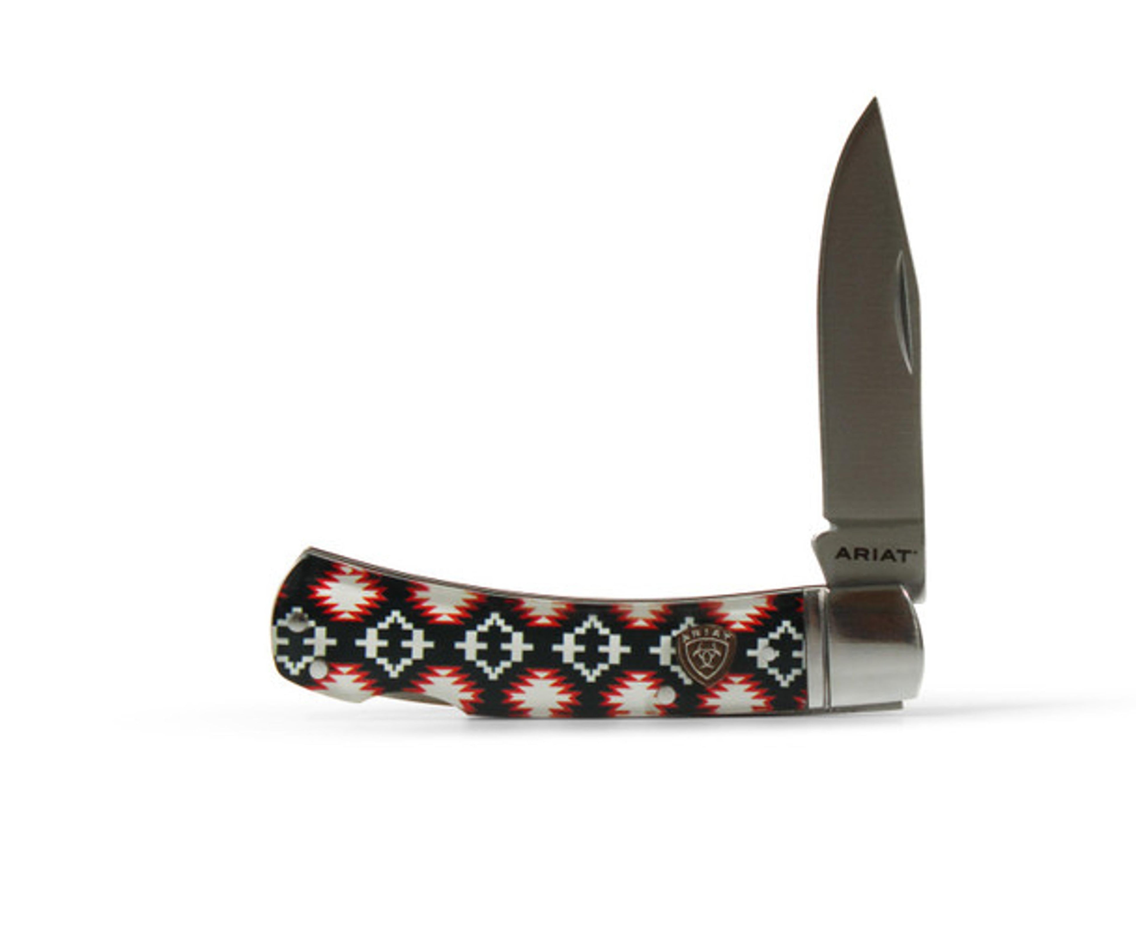 M and F Western Ariat Red White Aztec Pattern - Mens