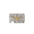 M&F Western 3D Mens Utility Wallet Gold Long Horn Motif Silver