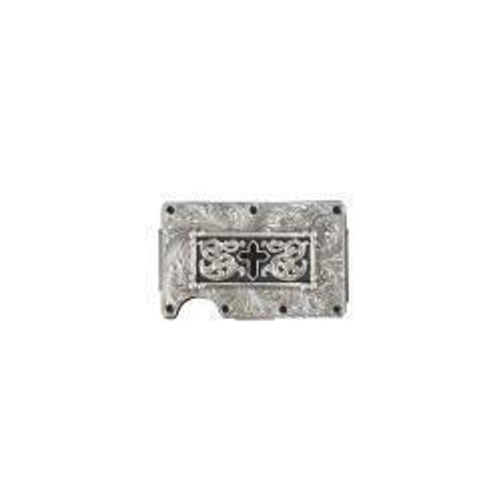 M&F Western 3D Mens Utility Wallet Cross Motif Black Silver