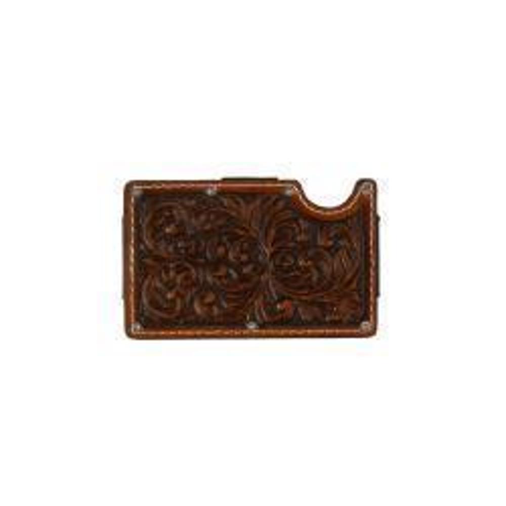 M&F Western 3D Mens Smart Style Wallet Scroll Embossed Brown