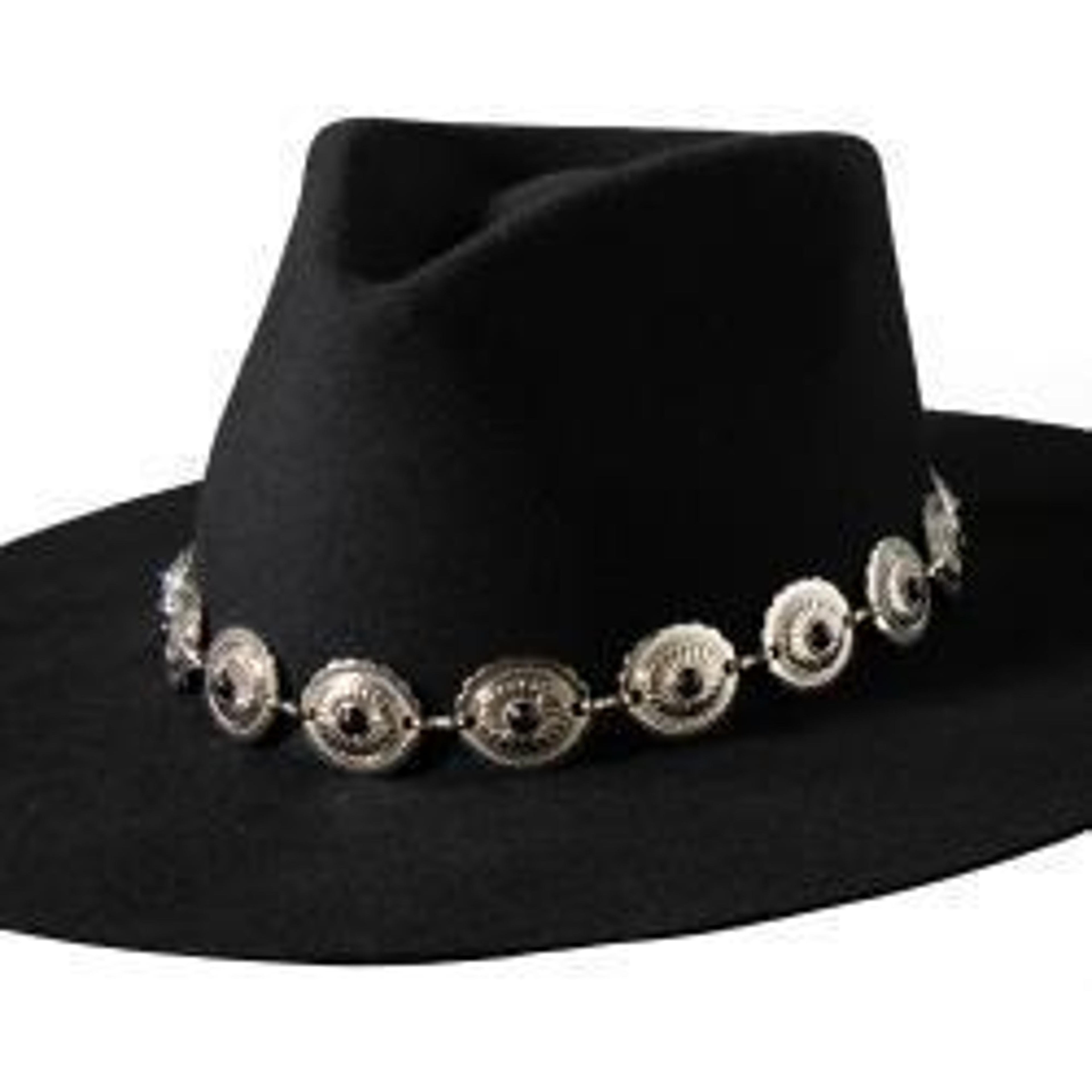 M and F Western 3d Chain Hatband 1" Concho Stone Black - Mens