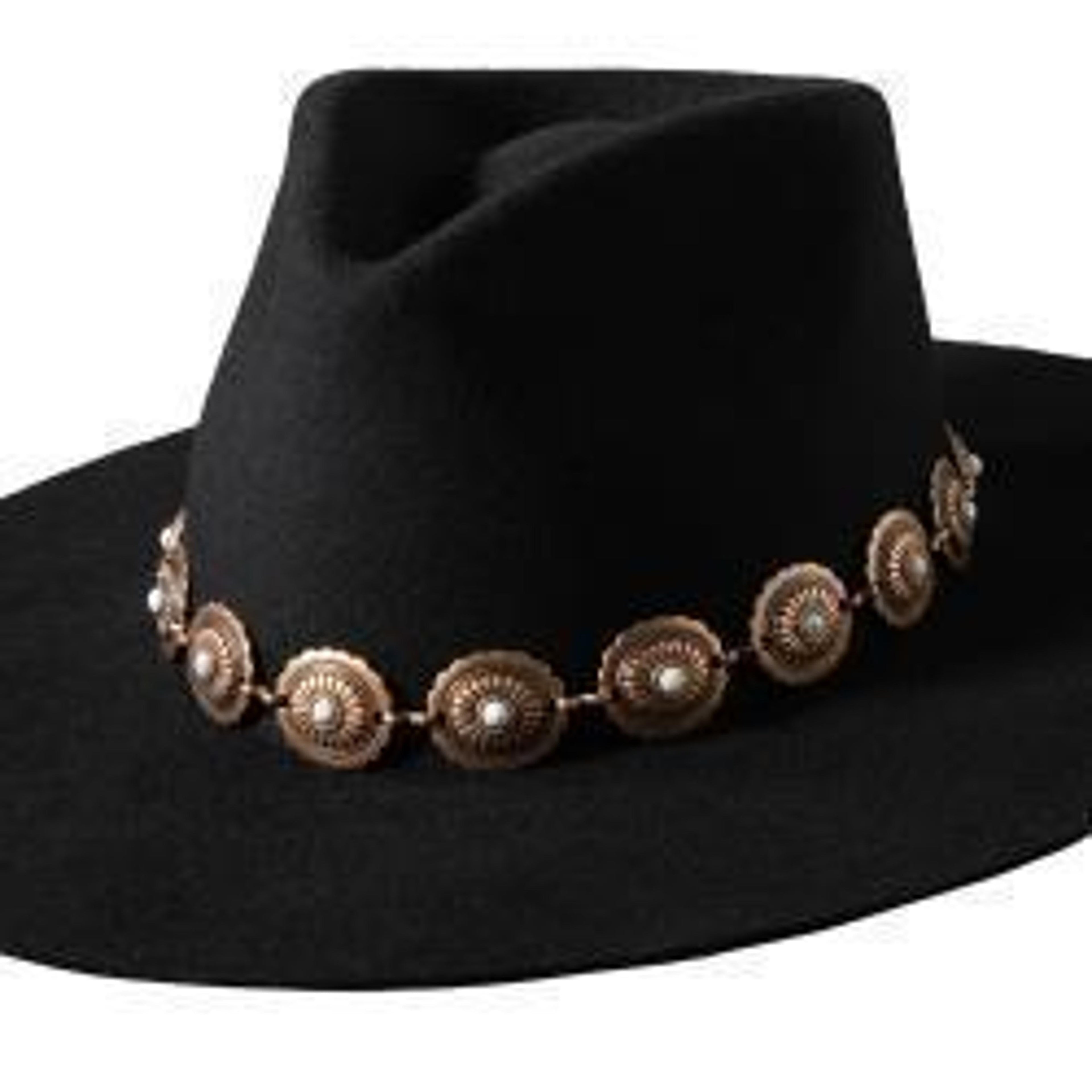 M and F Western 3d Chain Hatband 1" Concho Stone Copper - Mens