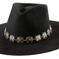 M and F Western 3d Chain Hatband 1" Scalloped Cross Conchos Silver - M