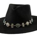M and F Western 3d Hatband 1" Scalloped Oval Butterfly Conchos Turquoi