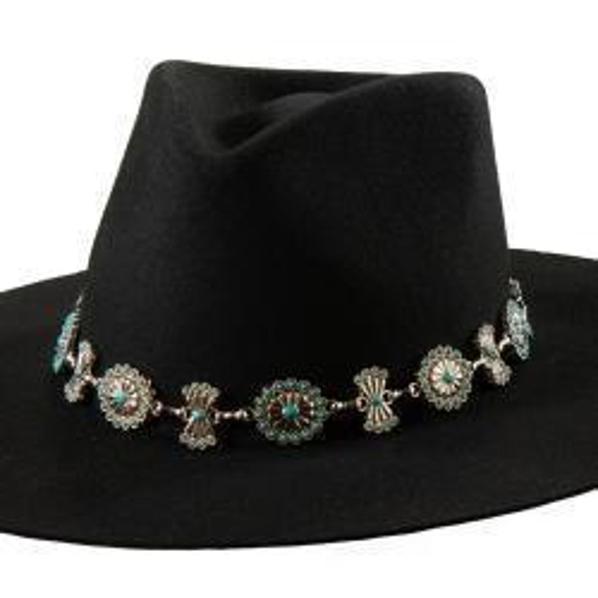 M and F Western 3d Hatband 1" Scalloped Oval Butterfly Conchos Turquoi
