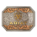 M&F Western Ariat Rectangle Raised Logo Antique Silver And Antique Gold