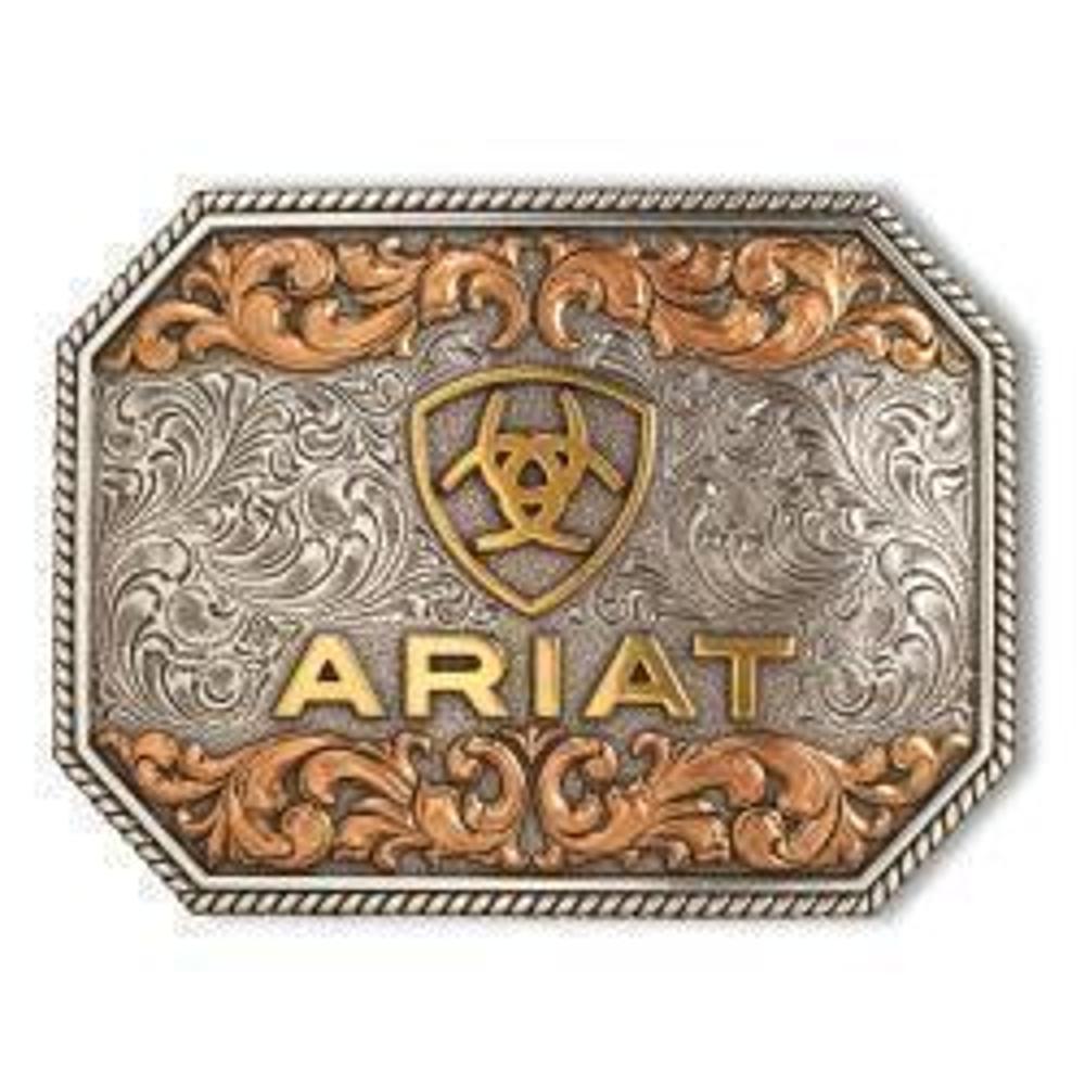 M&F Western Ariat Rectangle Raised Logo Antique Silver And Antique Gold