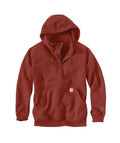 Carhartt Mens Rain Defender Loose Fit Heavyweight Quarter-Zip Hoodie - Spice Red-100617-RD1
