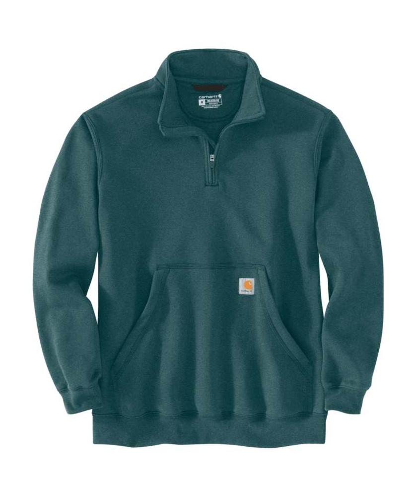 Carhartt Mens Loose Fit Midweight Quarter-Zip Mock-Neck Sweatshirt - Greenstone-105294-GM2