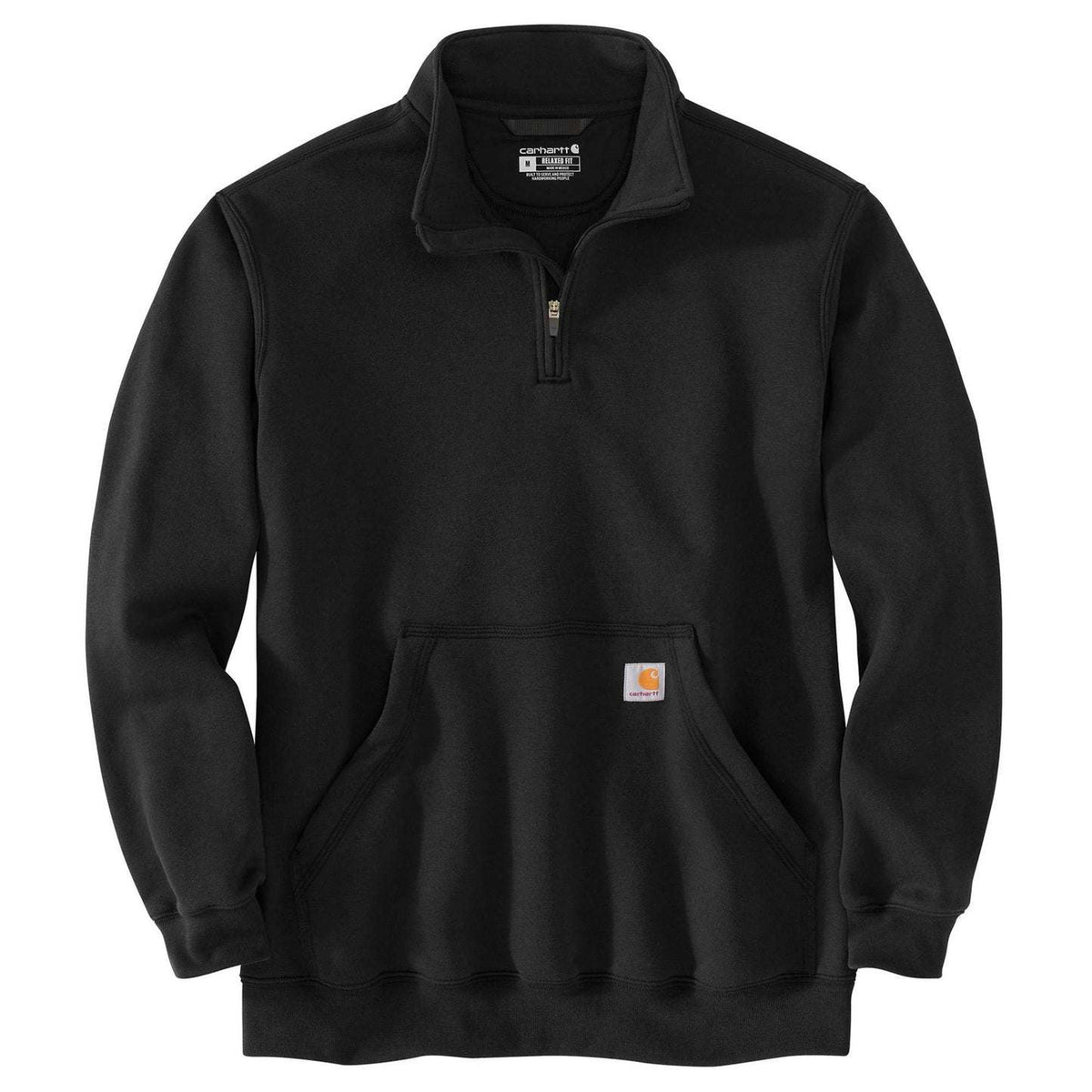 Carhartt Mens Loose Fit Midweight Quarter-Zip Mock-Neck Sweatshirt - B-105294-BLK