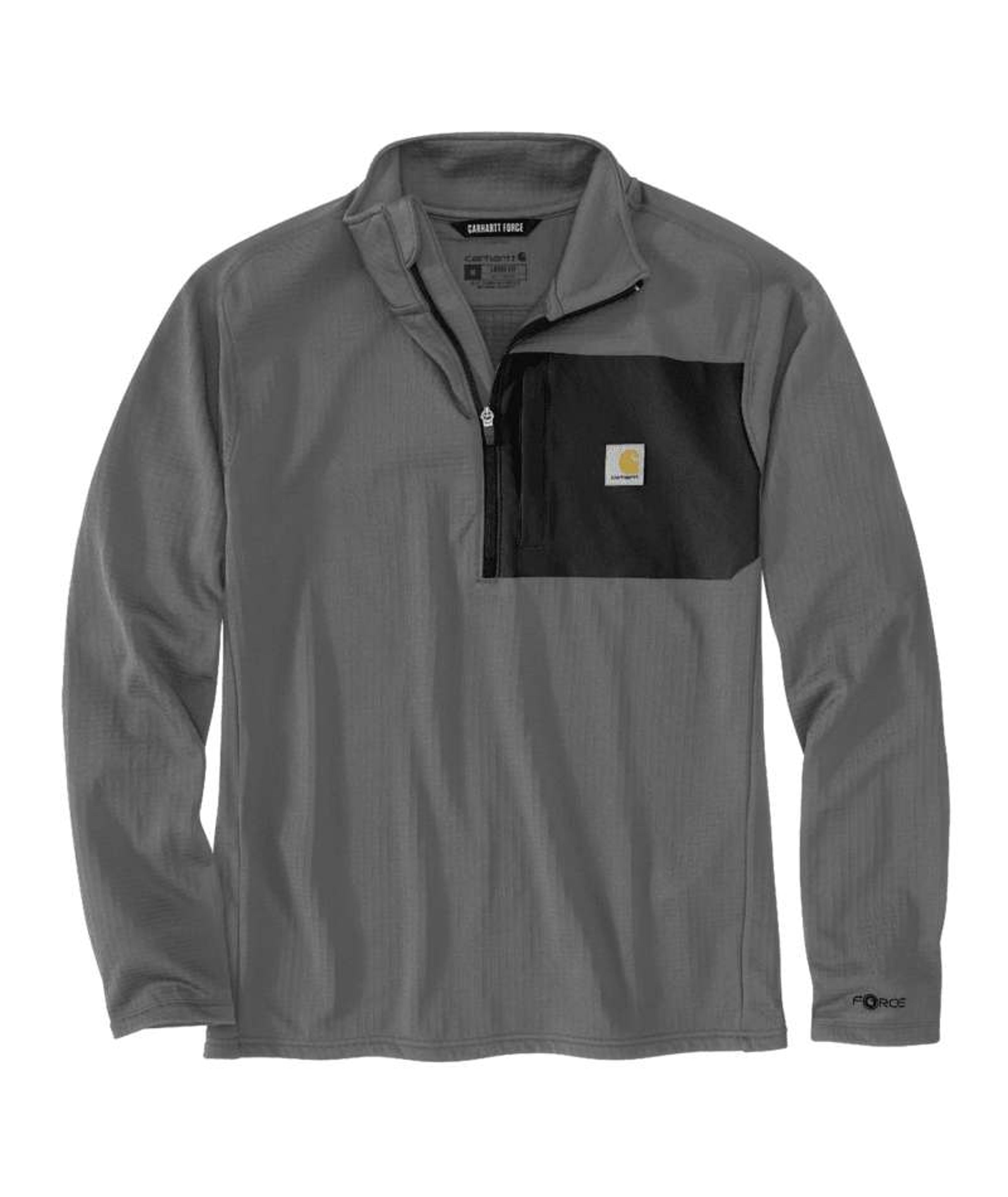 Carhartt Mens Force Relaxed Fit Mock Neck Half-Zip Fleece-Lined Shirt-106423-STL