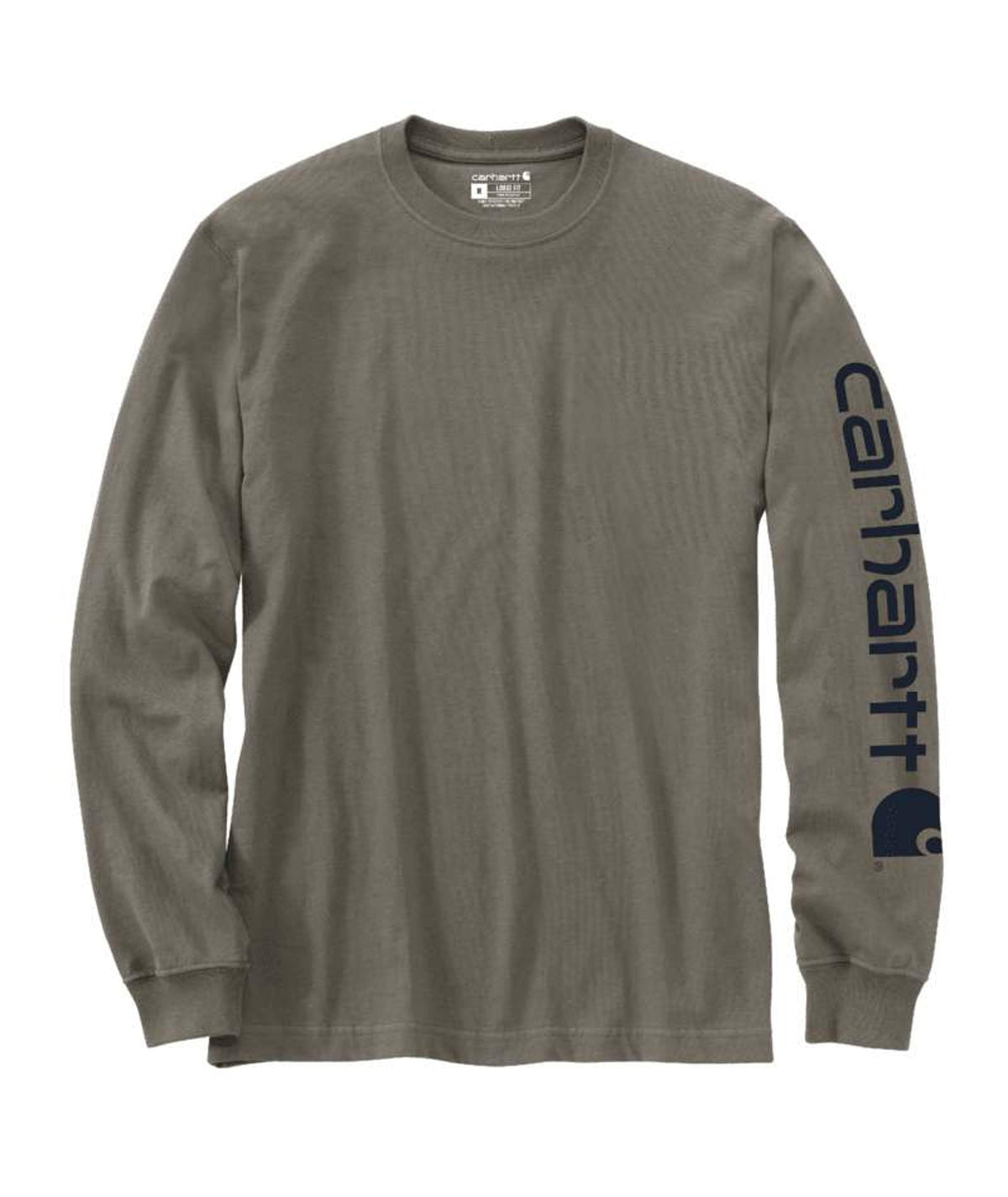 Carhartt Mens Loose Fit Heavyweight Long-sleeve Logo Sleeve Graphic T-shirt-K231-DOV