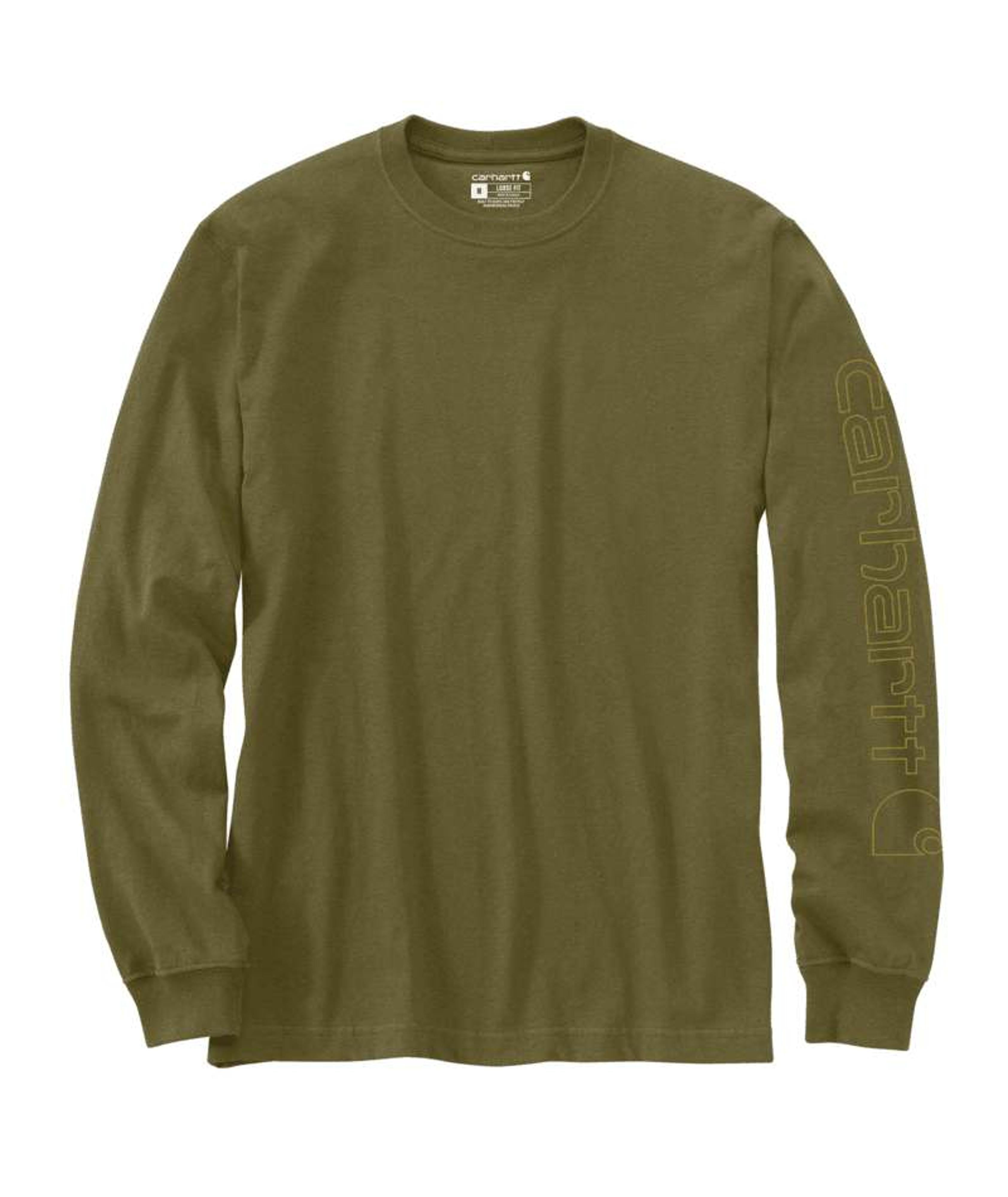 Carhartt Mens Loose Fit Heavyweight Long-Sleeve Logo Sleeve Graphic T-Shirt-K231-GL8