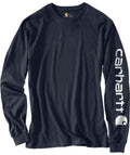 Carhartt Mens Loose Fit Heavyweight Long-sleeve Logo Sleeve Graphic T-shirt-K231-NVY