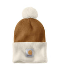 Carhartt Mens AH3343 Knit Pom Cuffed Beanie Brown-103343-BRN