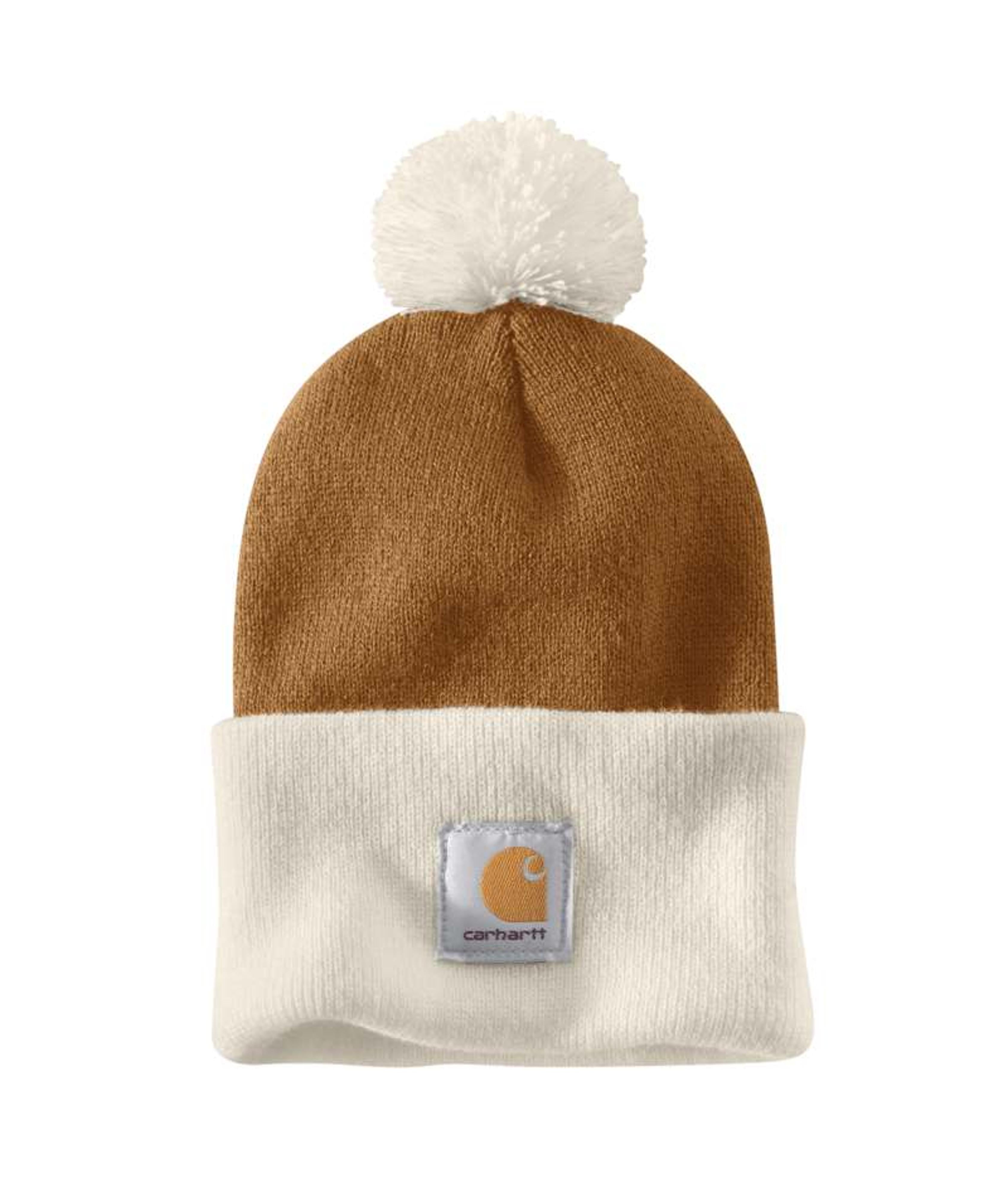 Carhartt Mens AH3343 Knit Pom Cuffed Beanie Brown-103343-BRN