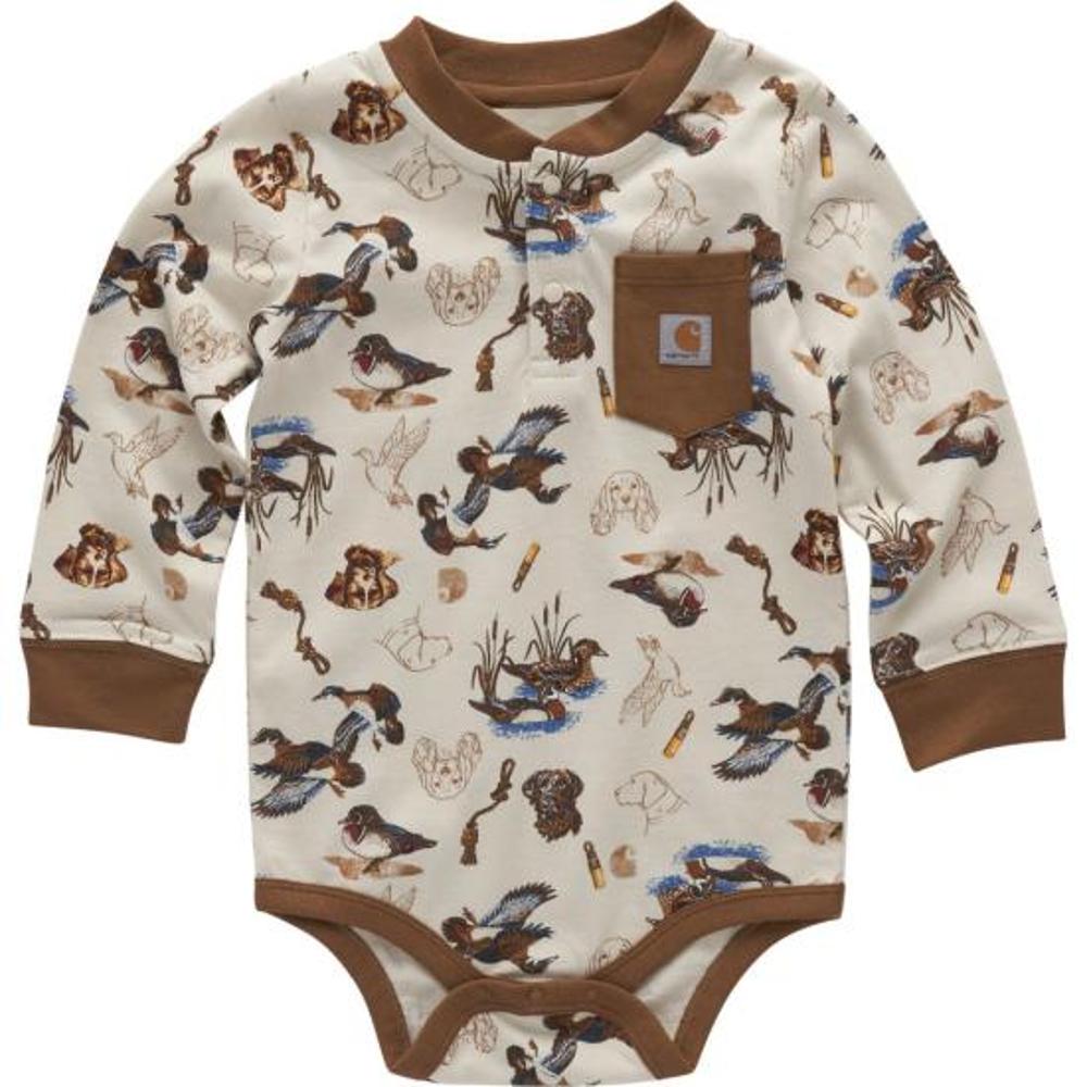 Carhartt Kids Long-Sleeve Printed Henley Bodysuit-CA6726-CA35-I