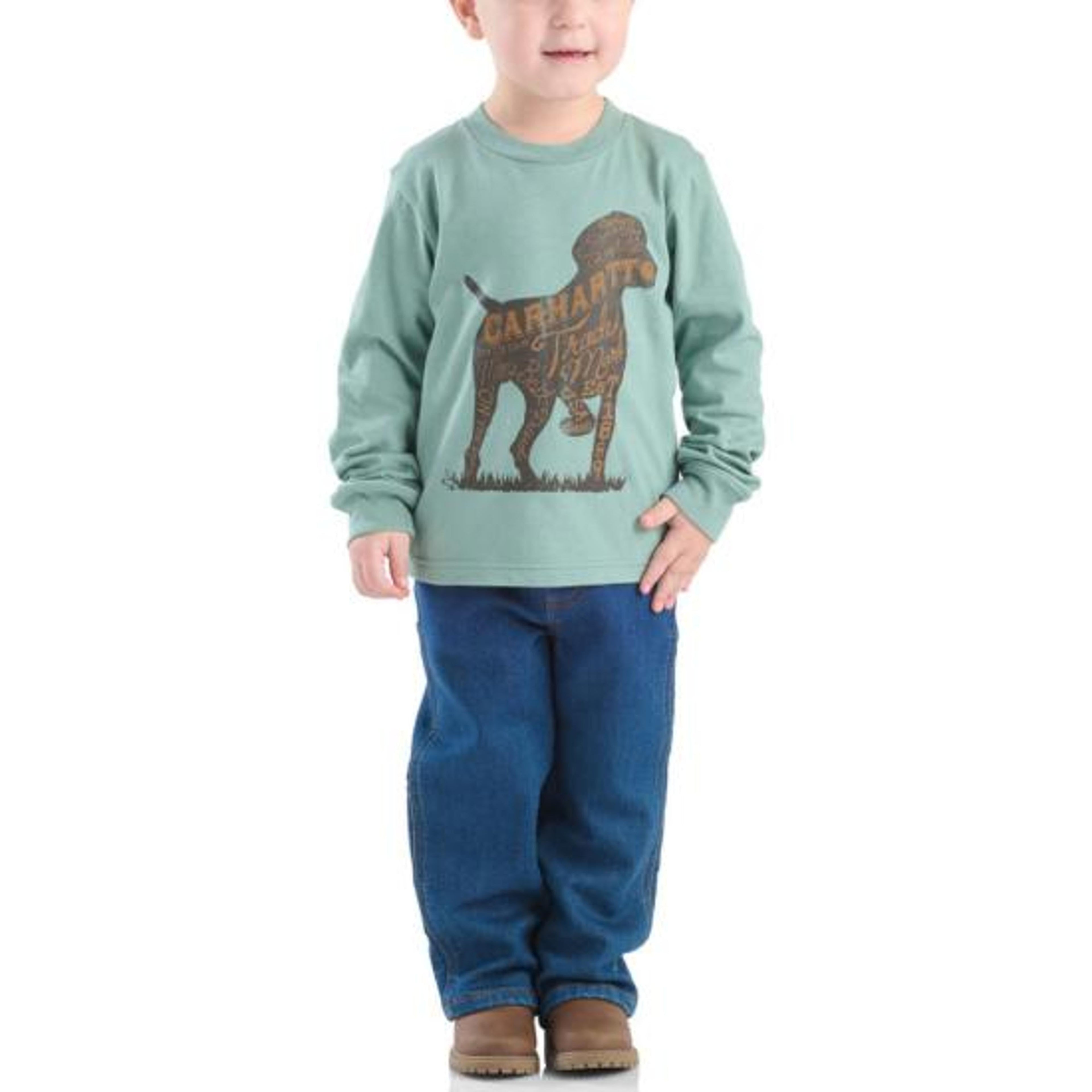 Carhartt Mens Kids Long-sleeve Dog T-shirt And Denim Pant-set-CG8104-N104-T