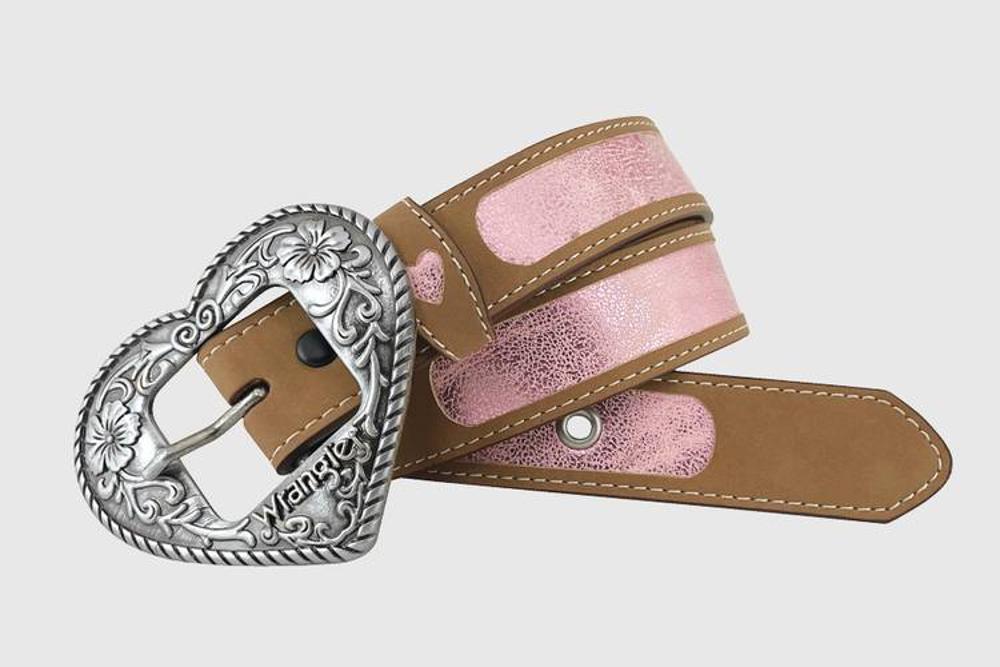 Gem-Dandy Womens Wrangler Leather Belt with Pink Inlay-7308322-210