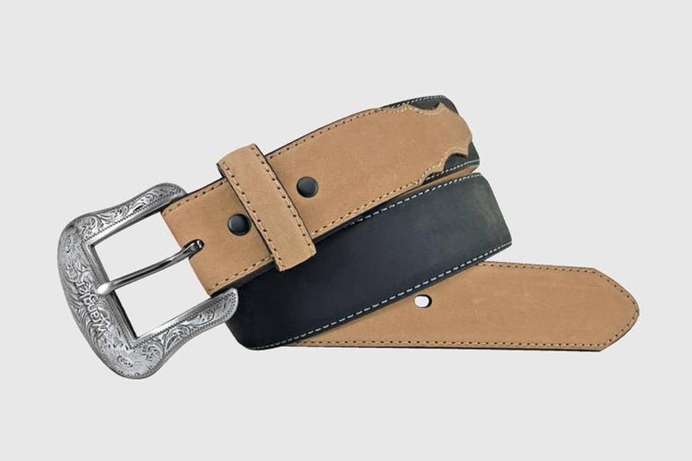 Gem-Dandy Mens Wrangler Black and Tan Leather Belt-7700511-009