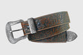 Gem-Dandy Mens Wrangler Embossed Brown Belt with Three Piece Western Buckle Set-7716511-200