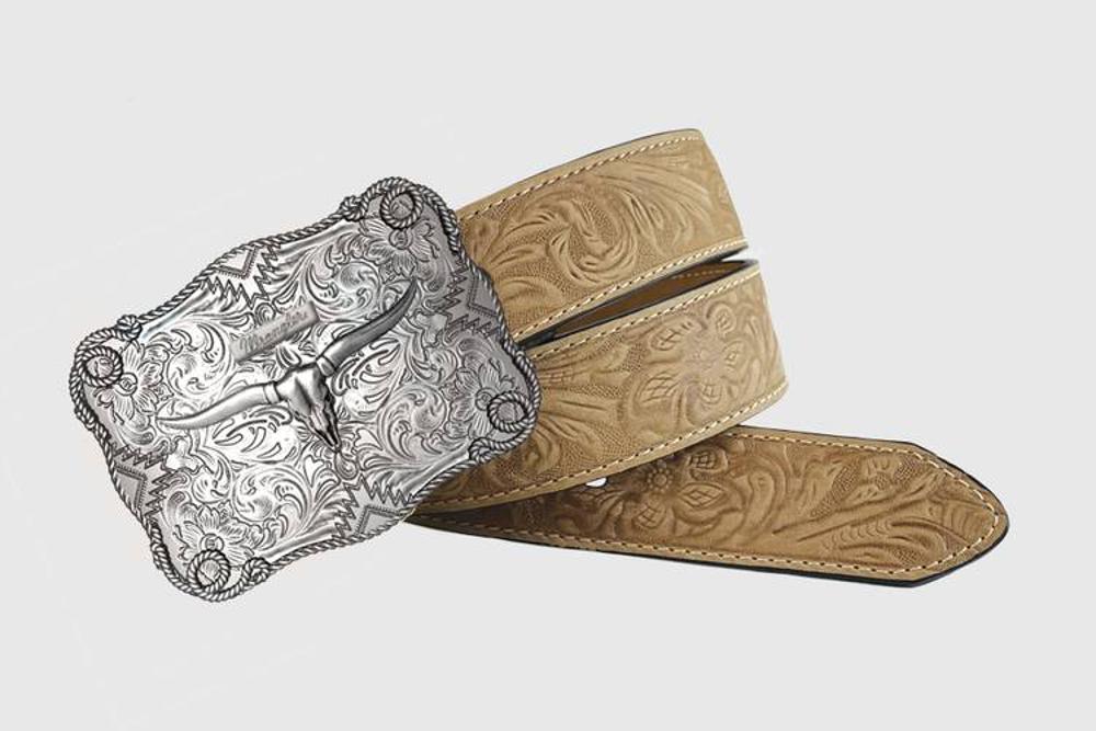 Gem-Dandy Mens Wrangler Embossed Leather Belt-7717511-210