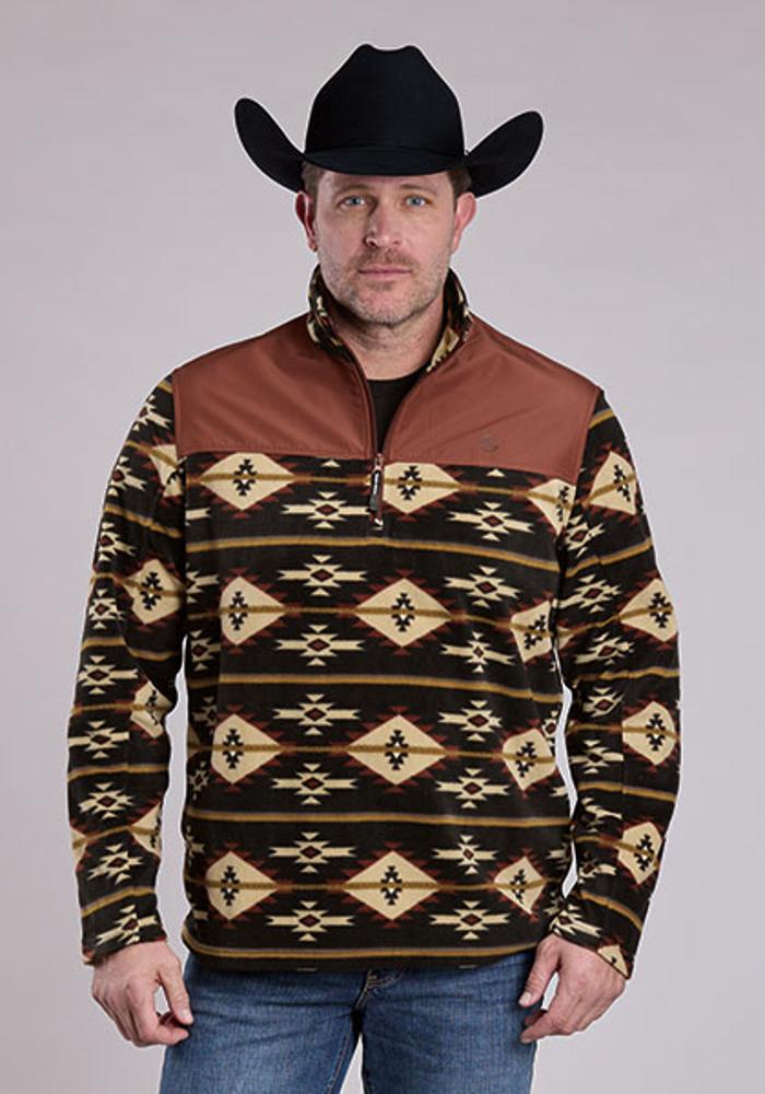 Roper Mens Aztec Print Micro Fleece 6211BL - Blue-97-692-6211BL