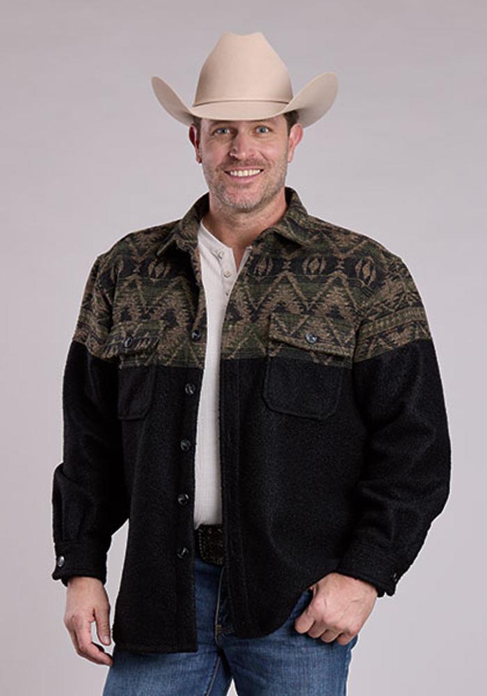 Roper Mens Aztec Shirt-Jacket - Blue-97-119-6124BL