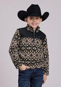 Roper Kids Lightweight Aztec Fleece Jacket - Blue-397-692-6210BL