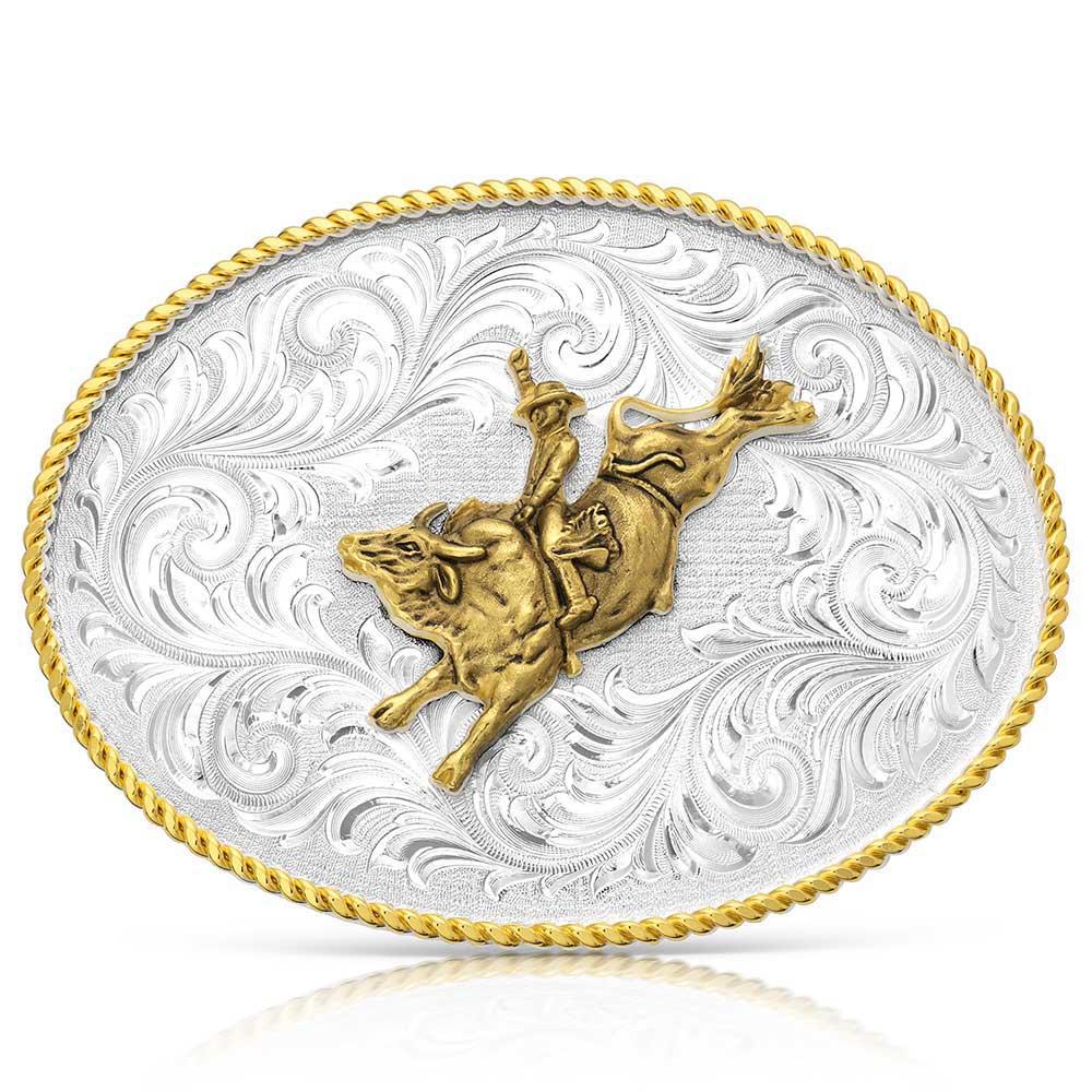 Montana Silversmiths Classic Western Two-Tone Buckle With Bull Rider-1255-528