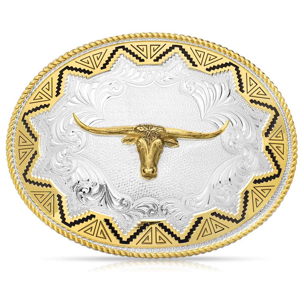 Montana Silversmiths Southwest Sun Large Buckle With Longhorn-2190-767M