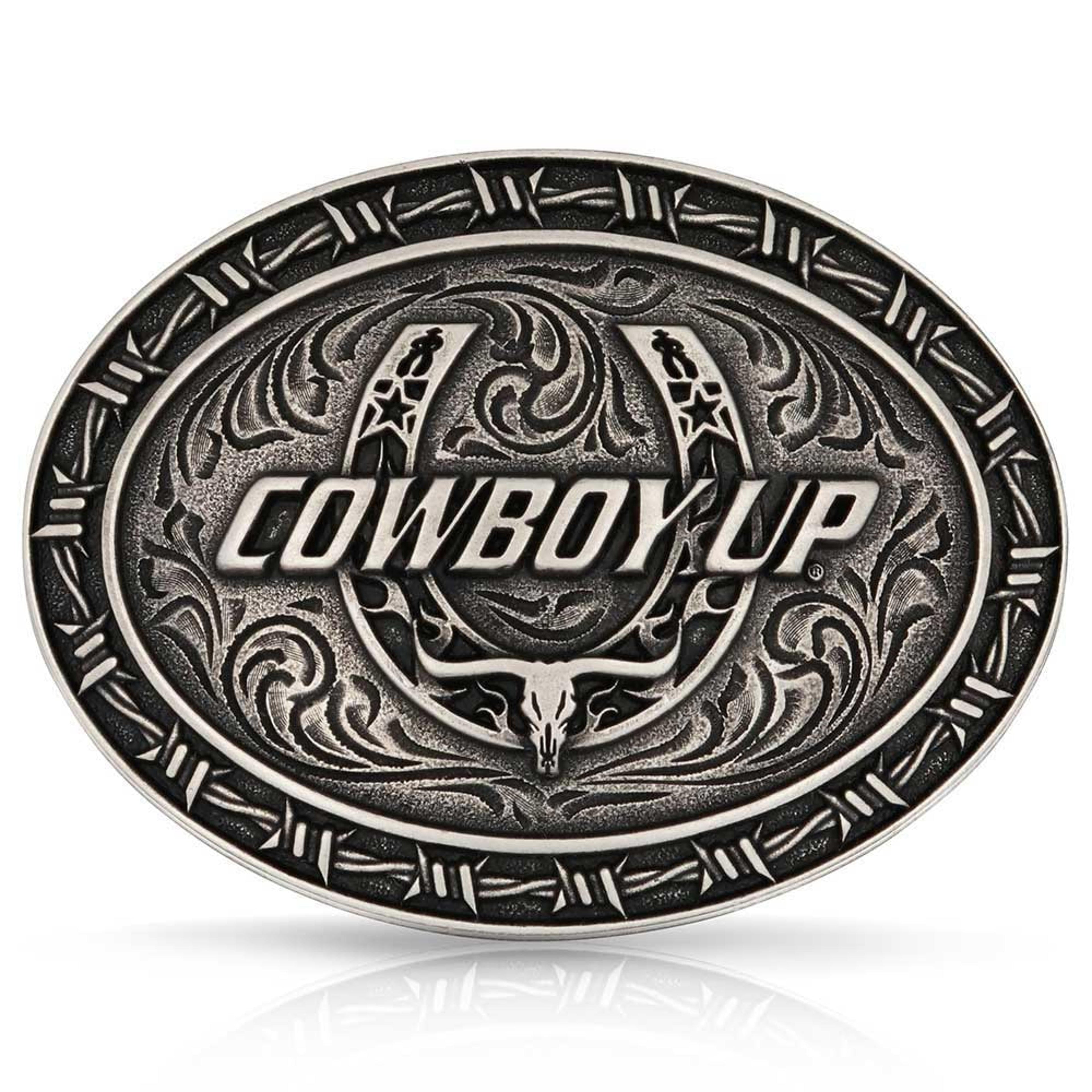 Montana Silversmiths Cowboy Up Barbed Wire Buckle-A1032S