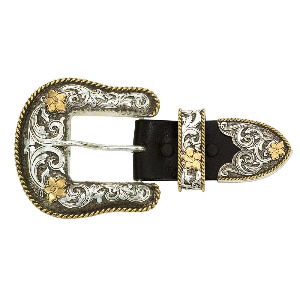 Montana Silversmiths Antiqued Two Tone Filigree 1.5" 3 Piece Buckle Set-61565