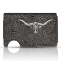 Montana Silversmiths Montana Gunmetal Credit Card & Cash Case With Longhorn-CRCARD3