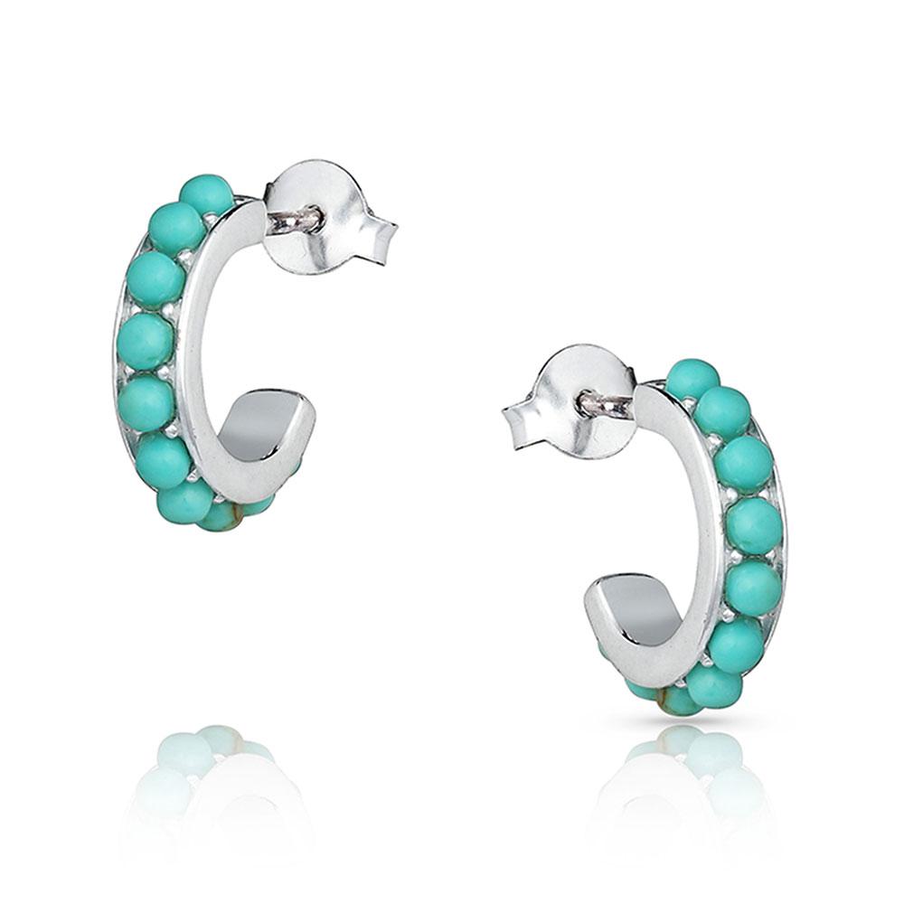Montana Silversmiths Studded In Turquoise Mini Hoop Earrings-ER4802