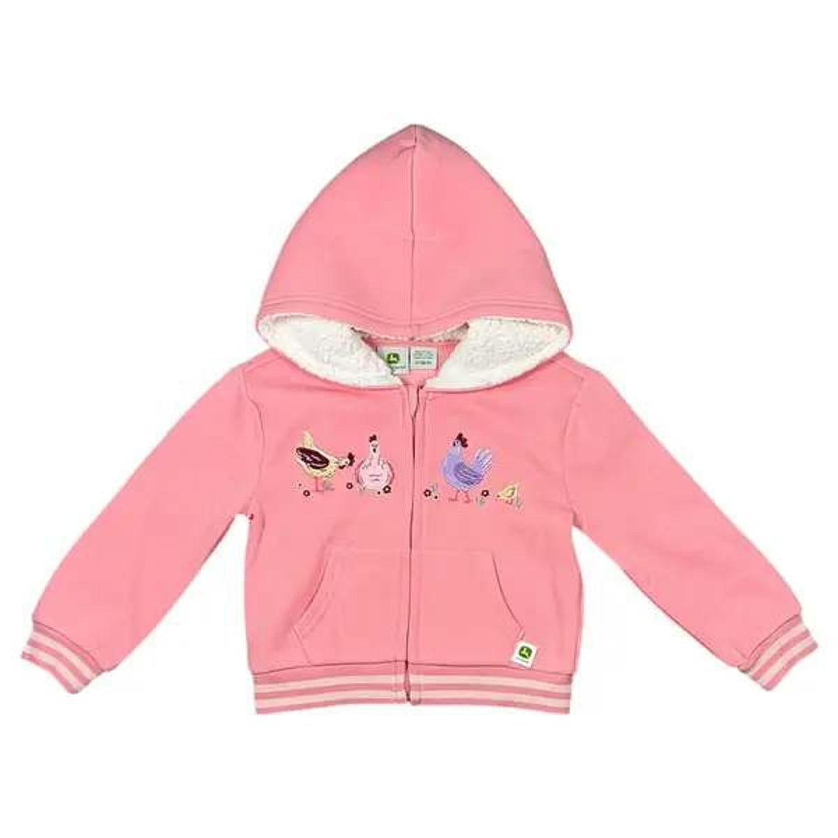 John Deere Kids Sherpa Lined Embroidered Chick Zip Hoodie - Ki-75J5160JR